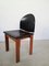 Italian Black Leather and Solid Wood Chairs from Mobil Girgi, 1970s, Set of 4 1
