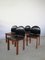 Italian Black Leather and Solid Wood Chairs from Mobil Girgi, 1970s, Set of 4 10