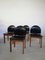 Italian Black Leather and Solid Wood Chairs from Mobil Girgi, 1970s, Set of 4 3