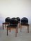 Italian Black Leather and Solid Wood Chairs from Mobil Girgi, 1970s, Set of 4, Image 3