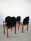 Italian Black Leather and Solid Wood Chairs from Mobil Girgi, 1970s, Set of 4 6