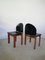 Italian Black Leather and Solid Wood Chairs from Mobil Girgi, 1970s, Set of 4 7