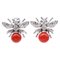 Diamonds, Sapphires, Aka Coral and 14 Karat White Gold Bee Earrings, Set of 2 1