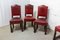 Mid-Century Spanish Dining Chairs in Aniline Red Leather with Studs, Set of 6 5