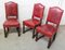 Mid-Century Spanish Dining Chairs in Aniline Red Leather with Studs, Set of 6, Image 7