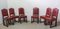 Mid-Century Spanish Dining Chairs in Aniline Red Leather with Studs, Set of 6 3