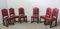 Mid-Century Spanish Dining Chairs in Aniline Red Leather with Studs, Set of 6, Image 3