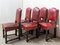 Mid-Century Spanish Dining Chairs in Aniline Red Leather with Studs, Set of 6 4