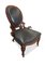 Antique Victorian Grey Leather & Walnut Library Chair with Carved Motifs, Brass Studs & Ceramic Castors, 1870s 2