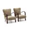 Armchairs with Curved Wood Armrests, 1940s, Set of 2 2