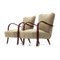 Armchairs with Curved Wood Armrests, 1940s, Set of 2 3