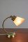 Petite Lampe de Bureau en Cuivre avec Abat-Jour en Verre de Meissen, 1950s 2