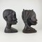 Vintage Ebony Wood Head Sculptures, Africa, 1970s, Set of 2 3