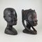 Vintage Ebony Wood Head Sculptures, Africa, 1970s, Set of 2 1