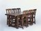 Rustic Solid Oak Dining Set, Set of 7, Image 1