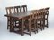 Rustic Solid Oak Dining Set, Set of 7 2