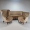 Sedie e divano Mid-Century in velluto, anni '50, set di 3, Immagine 3
