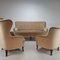 Mid-Century Stühle und Sofa aus Velours, 1950er, 3er Set 4