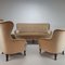Sedie e divano Mid-Century in velluto, anni '50, set di 3, Immagine 4
