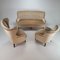 Mid-Century Stühle und Sofa aus Velours, 1950er, 3er Set 1