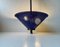 Lampada a sospensione in ottone con paralume blu, Italia, anni '50, Immagine 6