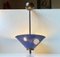 Italian Brass Pendant Lamp with Blue Shade, 1950s 5