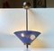 Lampada a sospensione in ottone con paralume blu, Italia, anni '50, Immagine 5