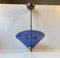 Italian Brass Pendant Lamp with Blue Shade, 1950s, Image 1