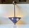 Italian Brass Pendant Lamp with Blue Shade, 1950s 2
