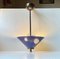 Lampe à Suspension en Laiton avec Abat-Jour Bleu, Italie, 1950s 2