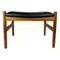 Tabouret en Cuir Noir et Palissandre, Danemark, 1960s 1