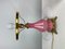 Lámpara de mesa de vidrio opalino rosa, años 30, Imagen 7