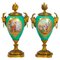 Gilt Bronze and Painted Porcelain Vases, Set of 2 1