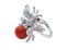 Bague Abeille en Or Blanc 14 Carats, Diamant, Saphir et Corail 2