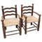 Early 20th Century Rustic Armchairs in Wood and Rattan, Set of 2 1