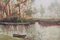 Forest-Lined River Scene, France, Oil on Wood, Image 7