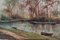 Escena de un río bordeado de bosque, Francia, óleo sobre madera, Imagen 10