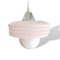 Small Art Deco Pink Ribbed Opaline Glass Pendant Lamp, 1950s 6