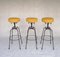 Mid-Century Iron Barstools, Set of 3 1