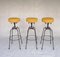 Sgabelli da bar Mid-Century in ferro, set di 3, Immagine 1