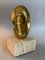 Miniature Brazilian Oval Bronze & Travertine Sculpture by Domenico Calabrone, 1970s 9