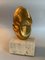 Miniature Brazilian Oval Bronze & Travertine Sculpture by Domenico Calabrone, 1970s 7