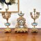 French Ormolu and Porcelain Mantel Clock and Candelabra, 19th Century, Set of 3 3