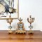 French Ormolu and Porcelain Mantel Clock and Candelabra, 19th Century, Set of 3 2