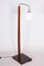 Early 20th Century Czech Floor Lamp in Milk Glass, Oak and Chrome, 1930s 8