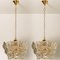 Glass and Brass Floral Three Tier Light Fixture from Hillebrand, 1970s, Set of 2 5