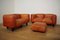 Sofas und Poufs aus orangefarbenem Leder Marius & Marius von Mario Marenco für Arflex, 1970er, 3er Set 1