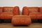 Sofas und Poufs aus orangefarbenem Leder Marius & Marius von Mario Marenco für Arflex, 1970er, 3er Set 6