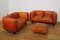 Sofas and Poufs in Orange Leather Marius & Marius by Mario Marenco for Arflex, 1970s, Set of 3 2