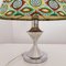 Silver and Green Metal and Fabric Table Lamp with Kapulana Lampshade, 1990s 9